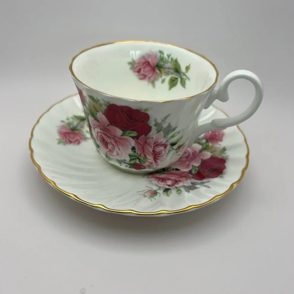 1950s Allyn Nelson Summertime Rose Fine Bone China Teacup & Saucer England - Picture 3 of 9